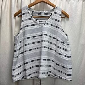 Women's Made Well Split Back Tank Top Black And White Aztec Tribal Boho